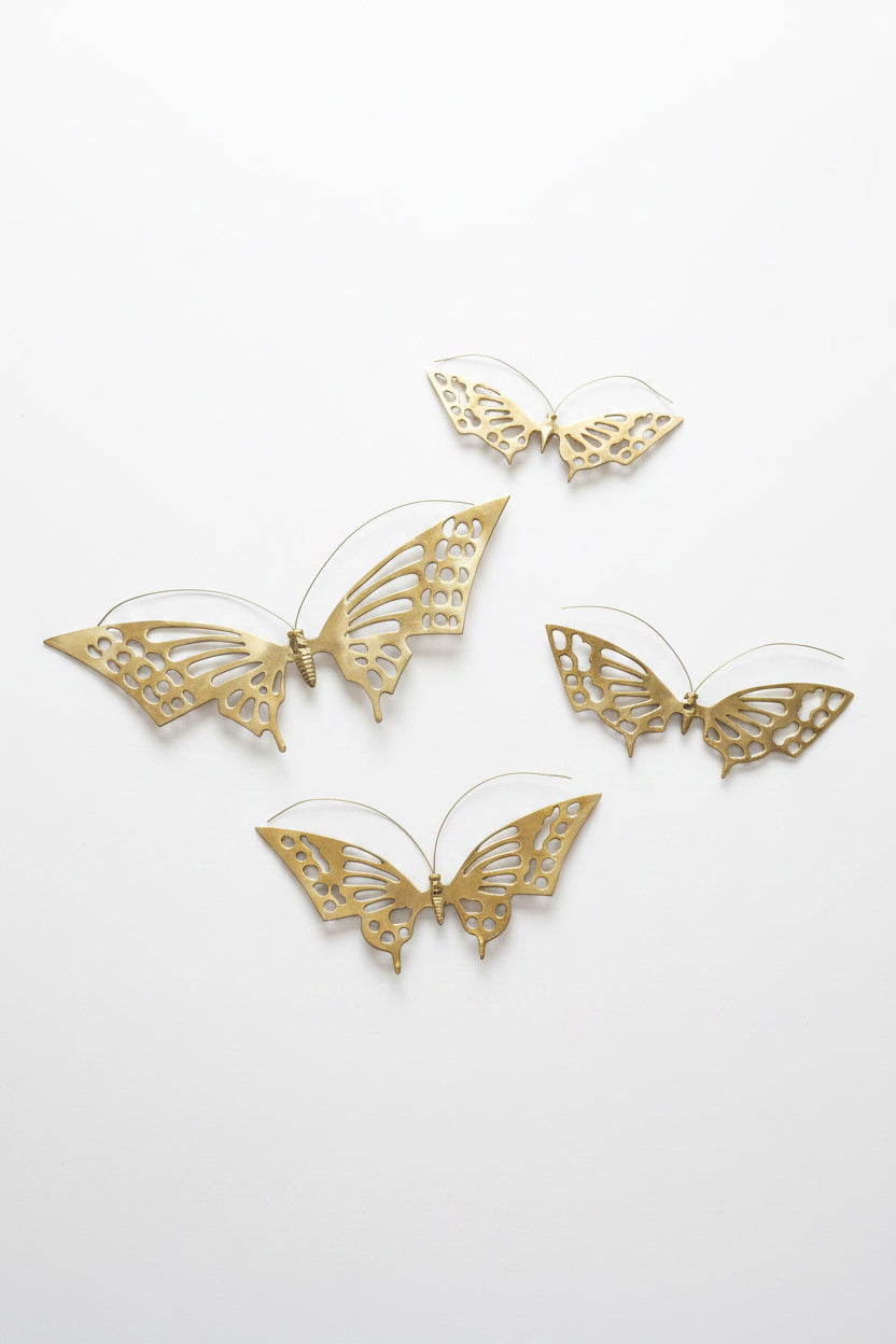 Midcentury Modern Brass Butterfly Wall Sculptures (Set of 4)