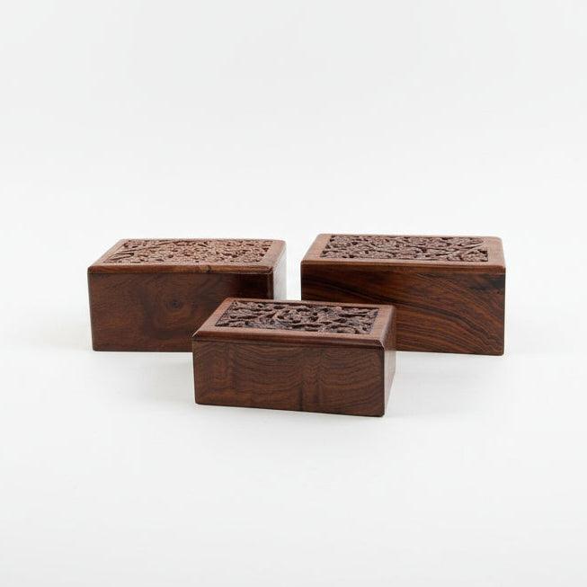 Vintage Hand-Carved Secret Compartment Box (Small)