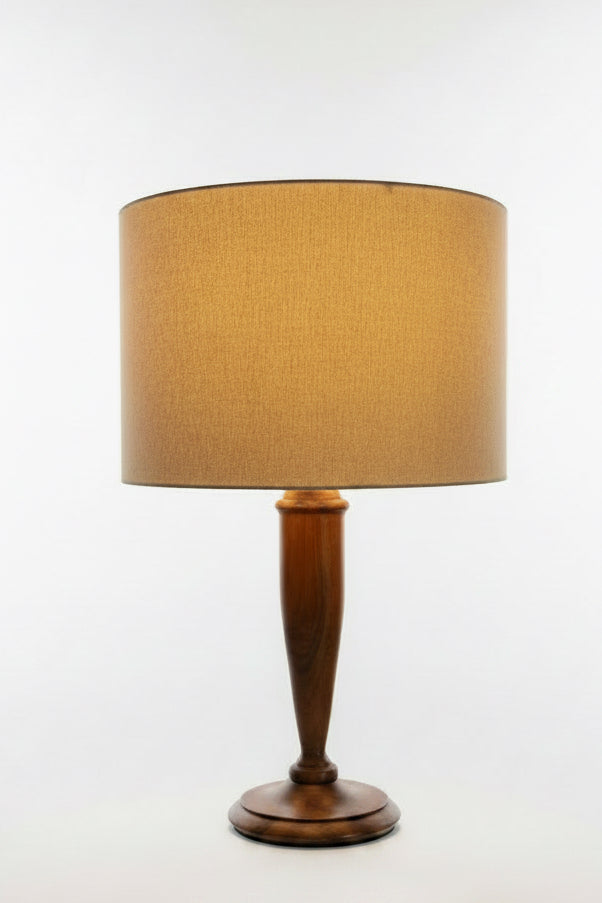 Vintage Wood Table Lamp (with newer second-hand linen shade)