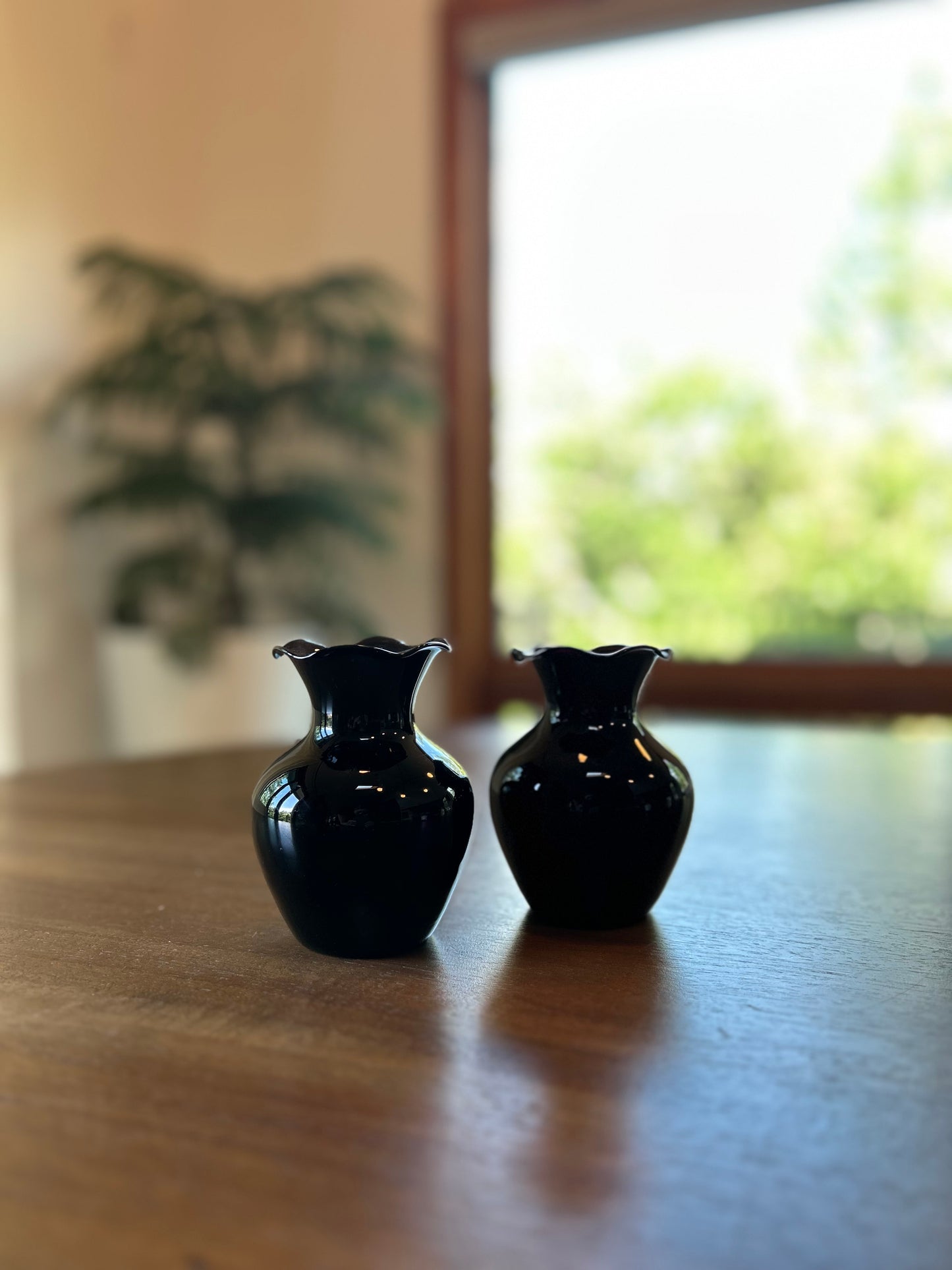 Vintage Dark Plum Glass Bud Vases (Set of 2)