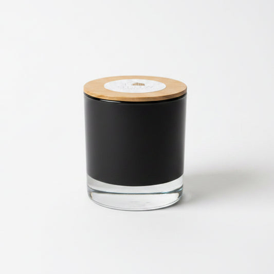 Scented Soy Candle in Reusable Black Glass Jar - Bergamont & Coriander