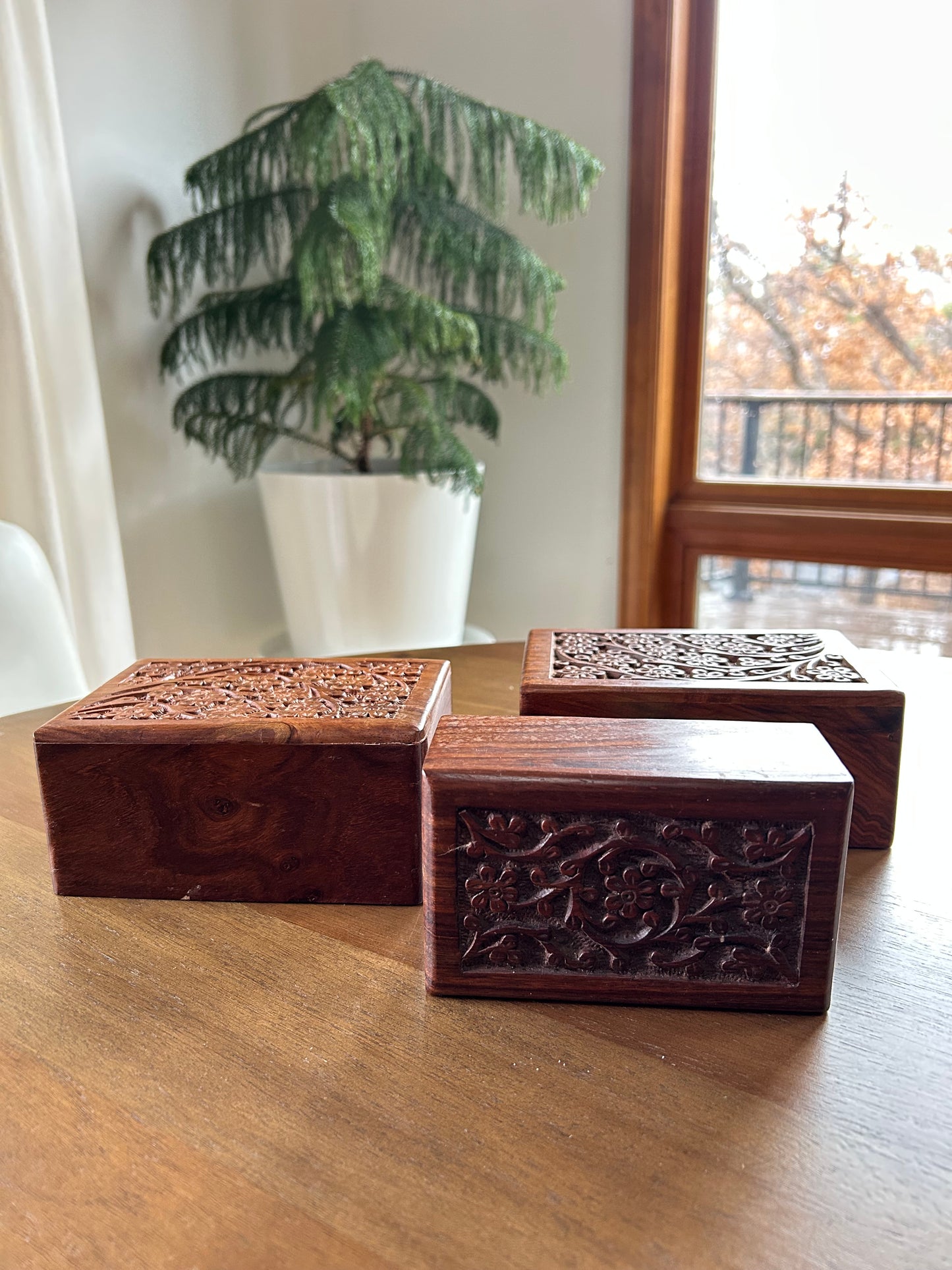 Vintage Hand-Carved Secret Compartment Box (Small)