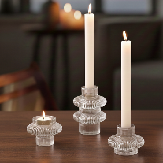 Reversible Glass Taper Candlestick & Votive Holder