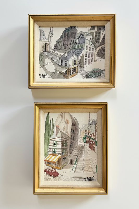 Vintage Parisian Watercolor Art (set of 2)