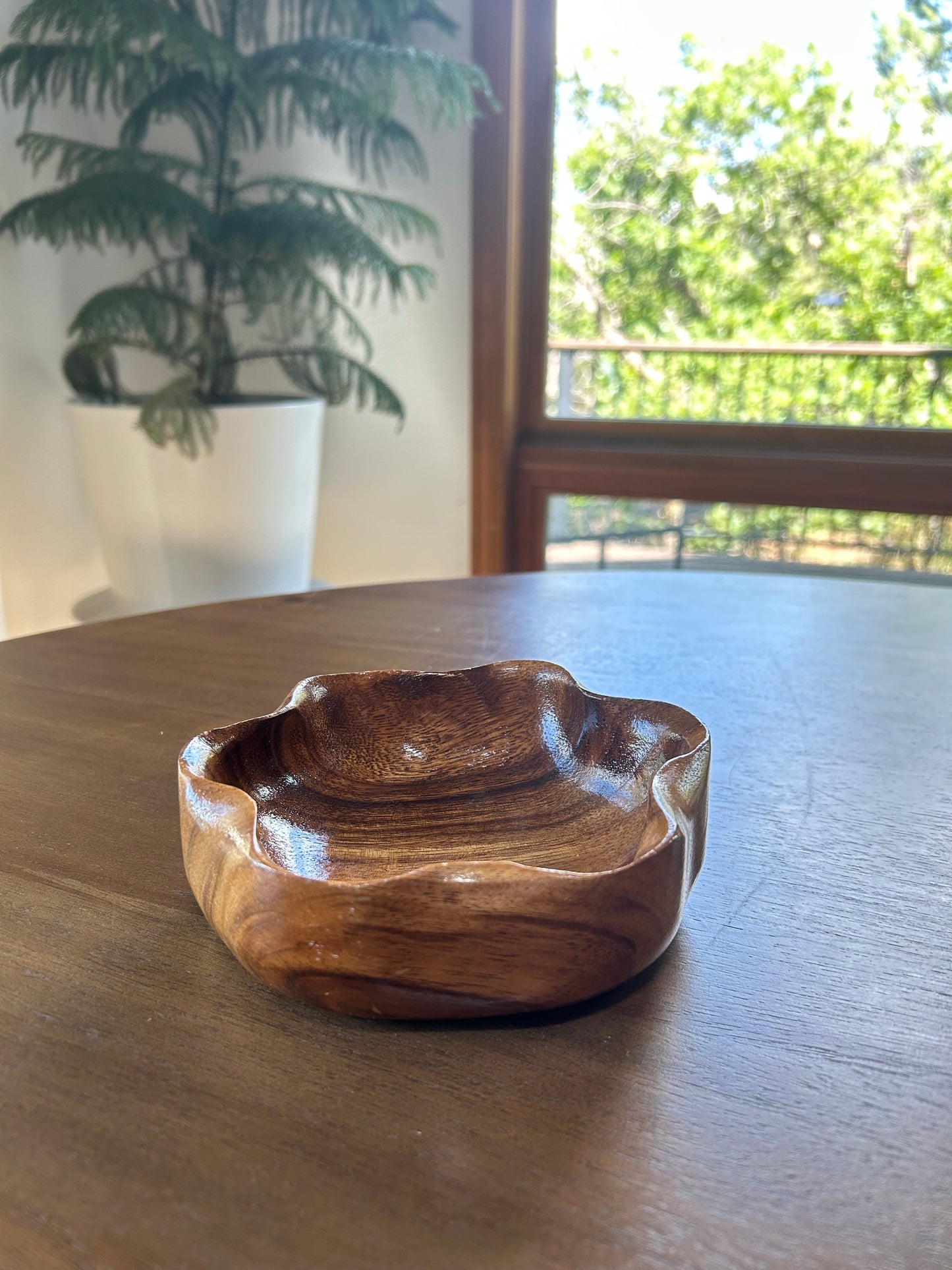 Vintage Wavy Wood Bowl