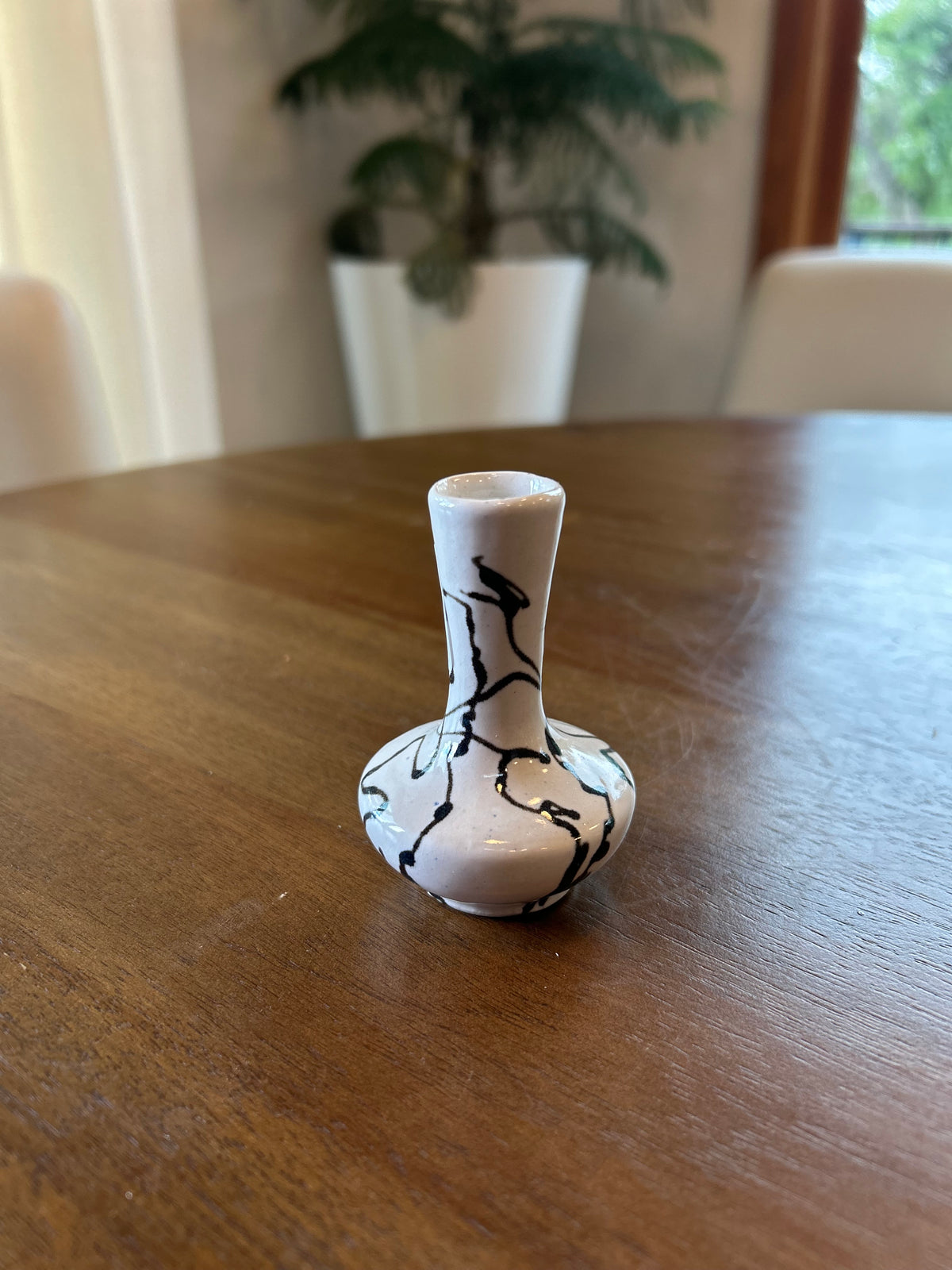 Vintage Mini Black & White Squiggle Bud Vase
