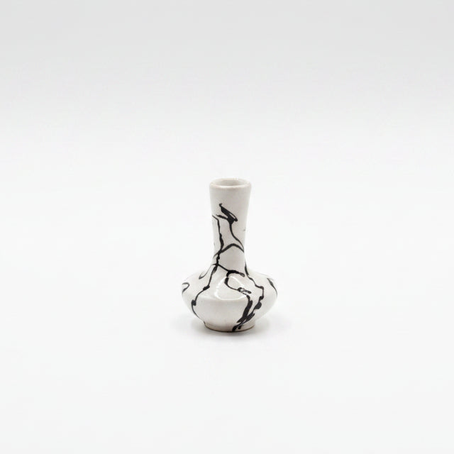 Vintage Mini Black & White Squiggle Bud Vase