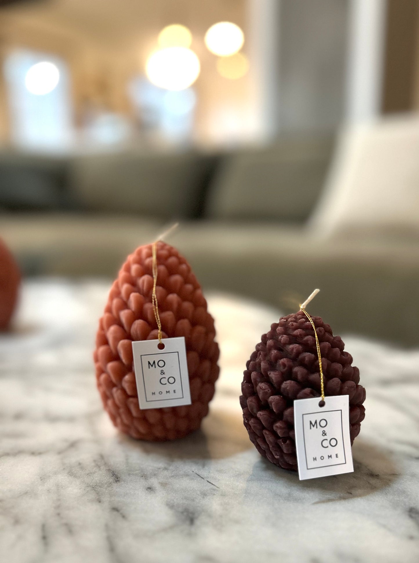 Small Burgundy Beeswax Pine Cone Candle