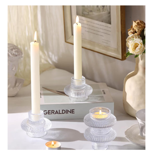 Reversible Glass Taper Candlestick & Votive Holder