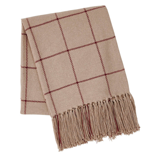Burgundy Windowpane Woven Throw Blanket