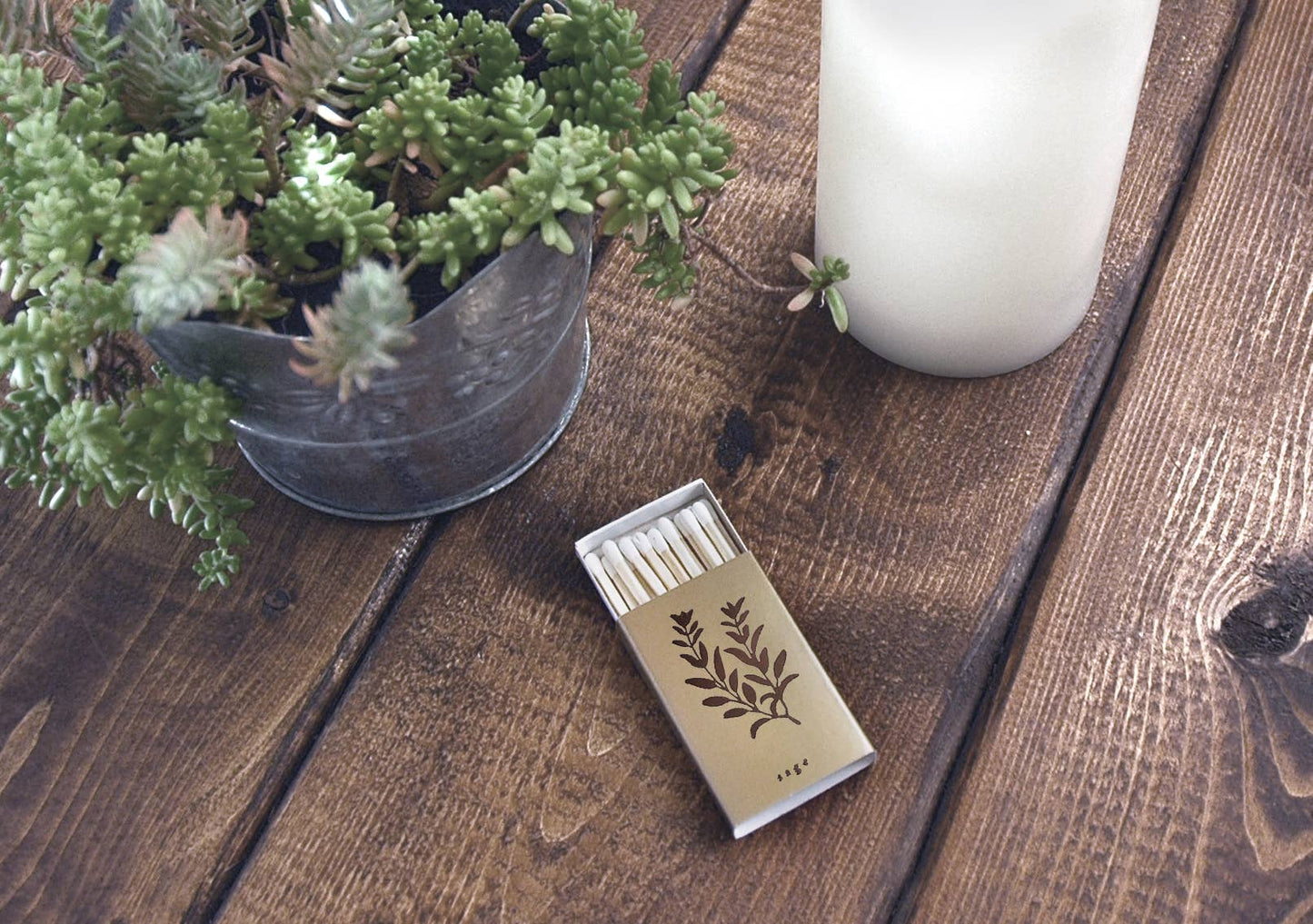 Embossed Sage White Matchbox