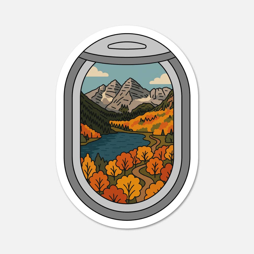 Airplane Window Maroon Bells Colorado Travel Sticker