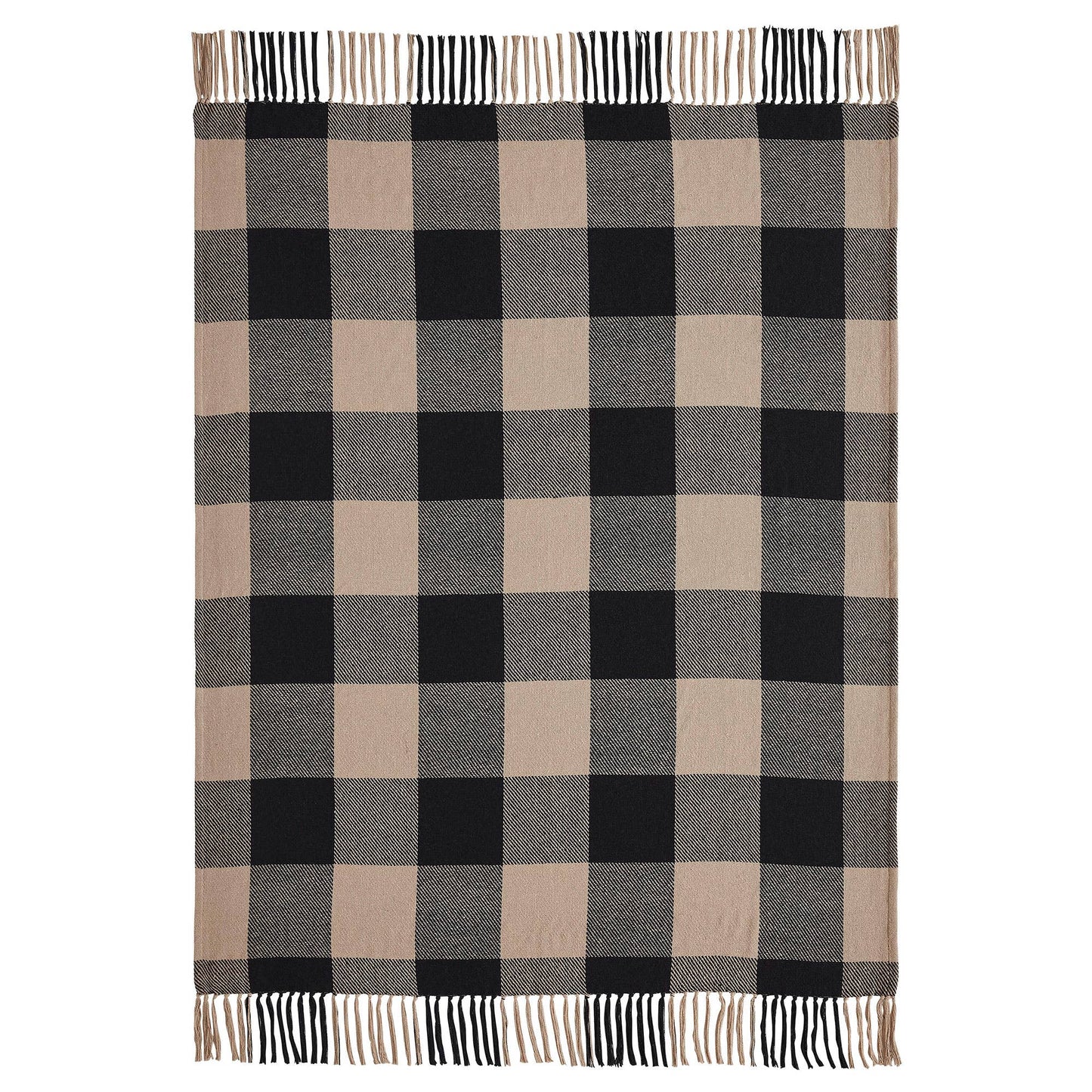 Black Checkered Woven Throw Blanket