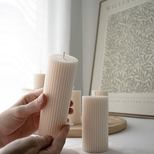 Ribbed Soy Pillar Candle - Large