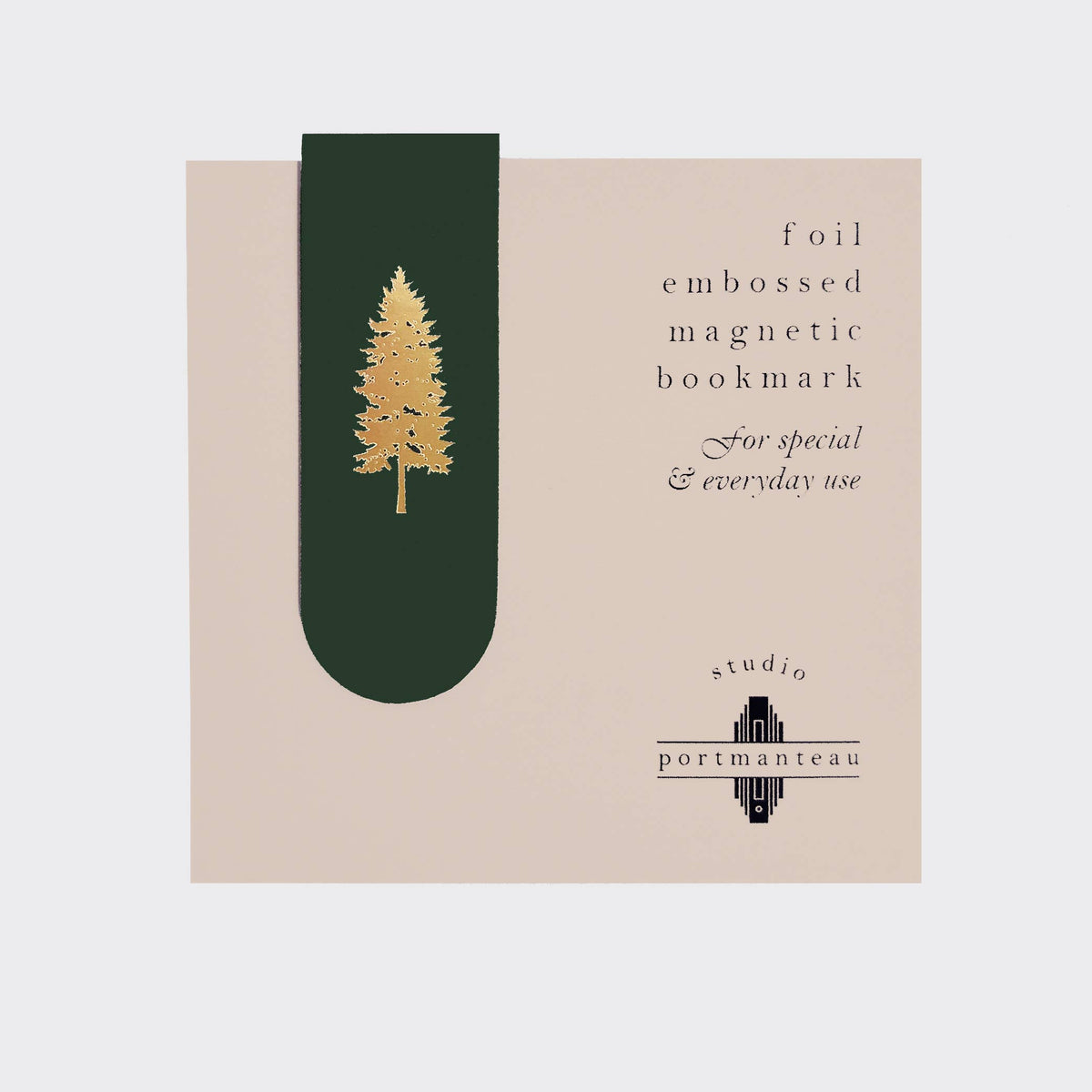 Blue Spruce Tree Gold Foil Magnetic Bookmark