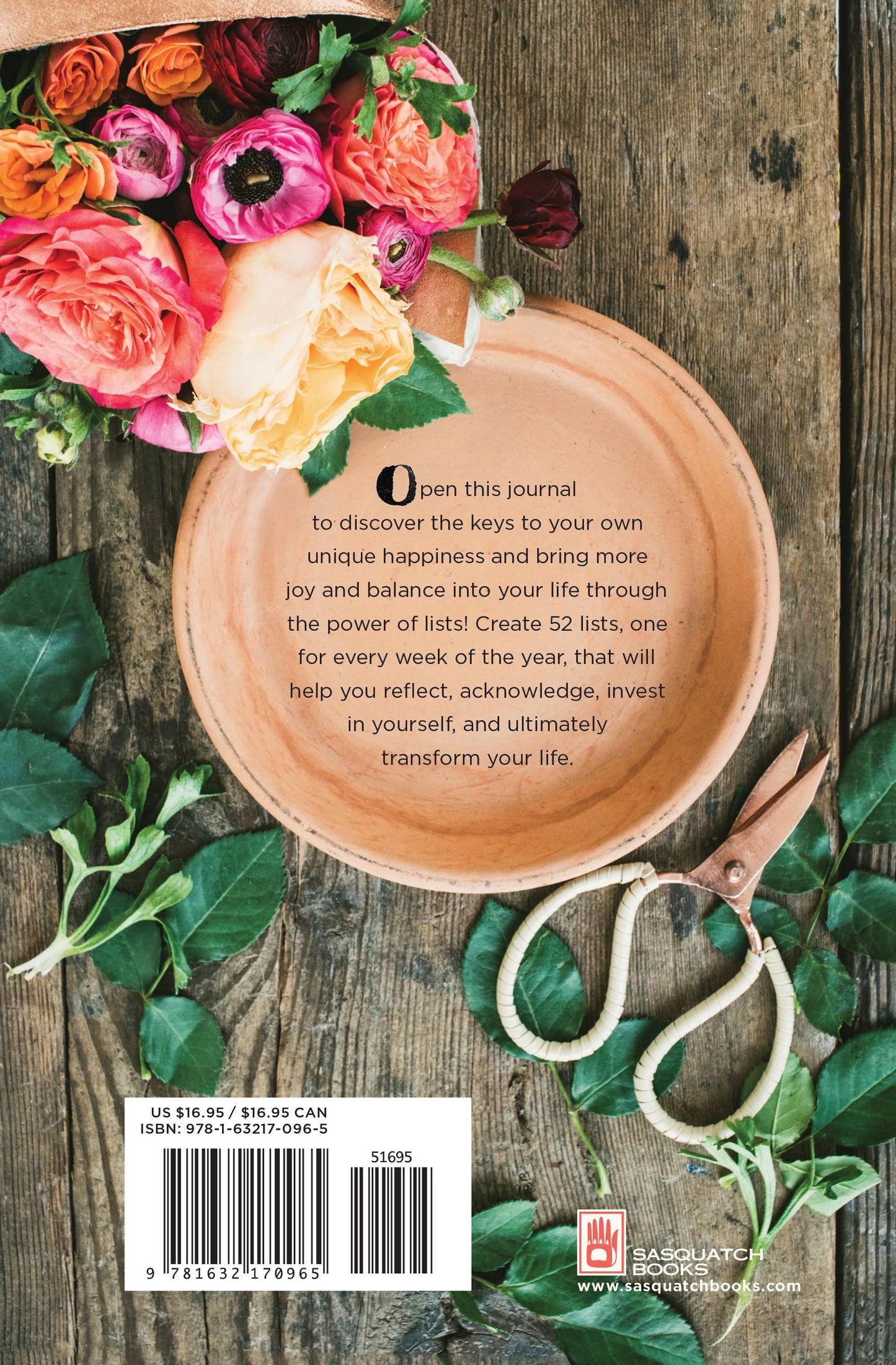 52 Lists for Happiness Journal (Floral Pattern Cover)