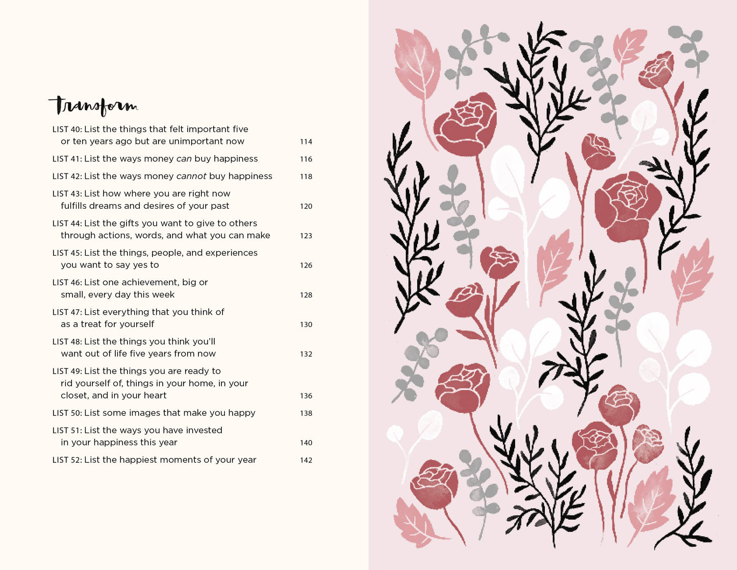 52 Lists for Happiness Journal (Floral Pattern Cover)