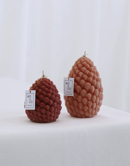 Small Burgundy Beeswax Pine Cone Candle