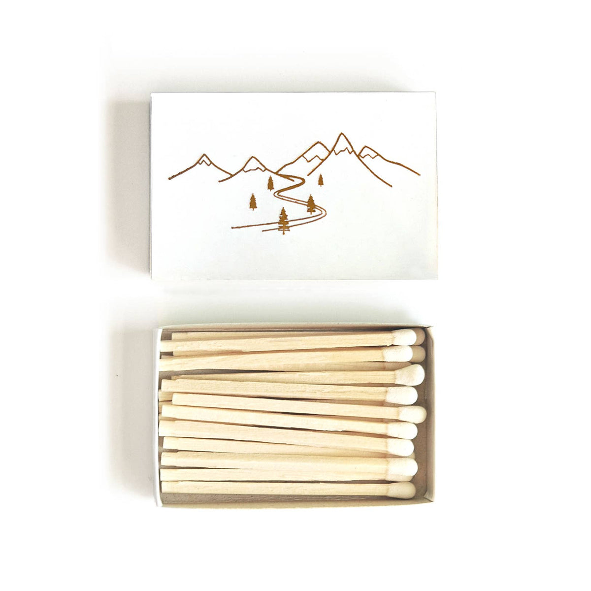 Snow Capped Gold Foil Mountains Matchbox | Hygge Gift | Cozy