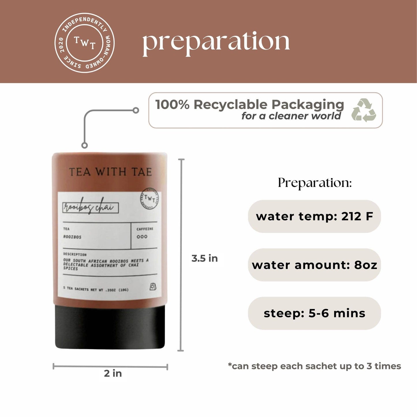 Rooibos Chai Herbal Decaf Mini Tea Tube