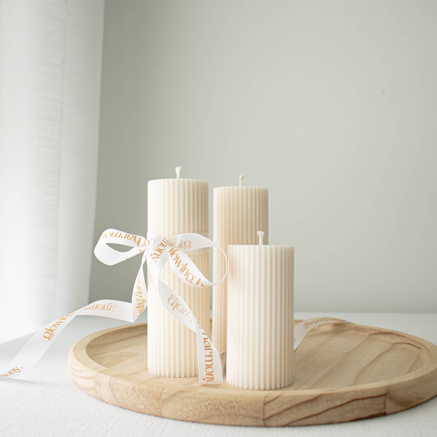 Ribbed Soy Pillar Candle - Large