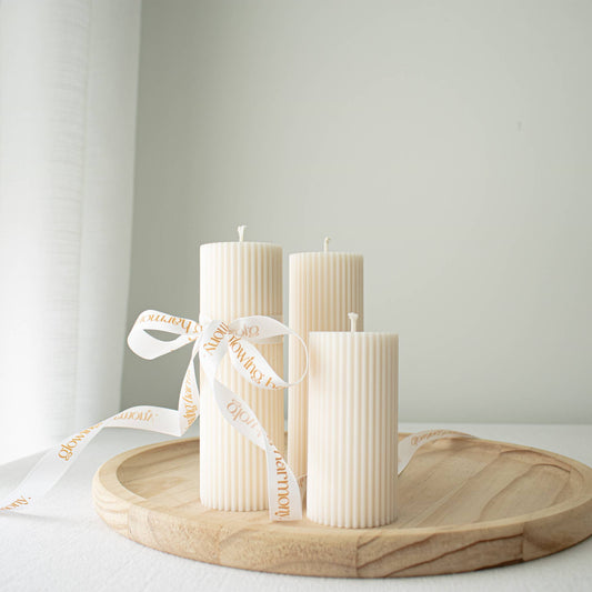 Ribbed Soy Pillar Candle - Large