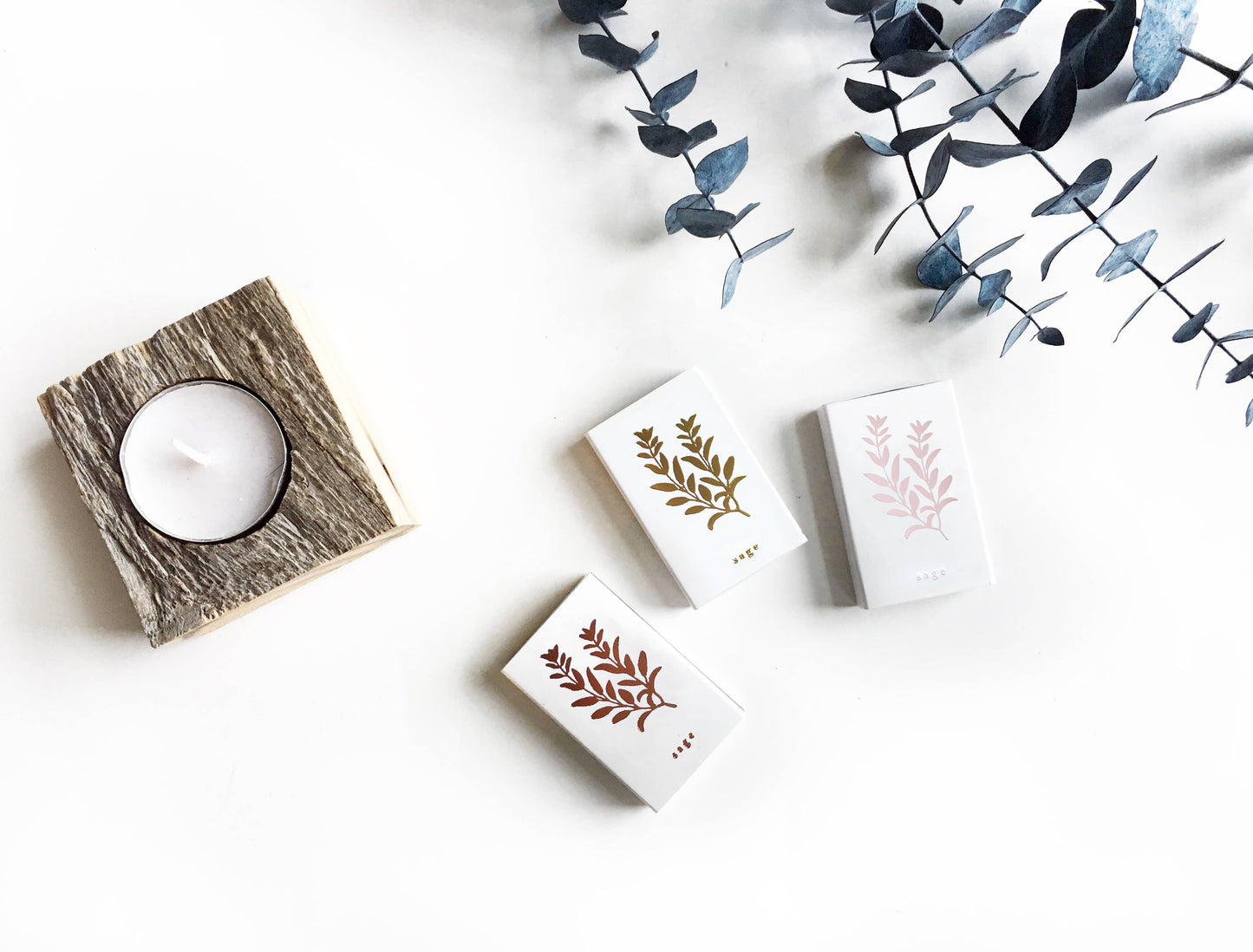 Embossed Sage White Matchbox