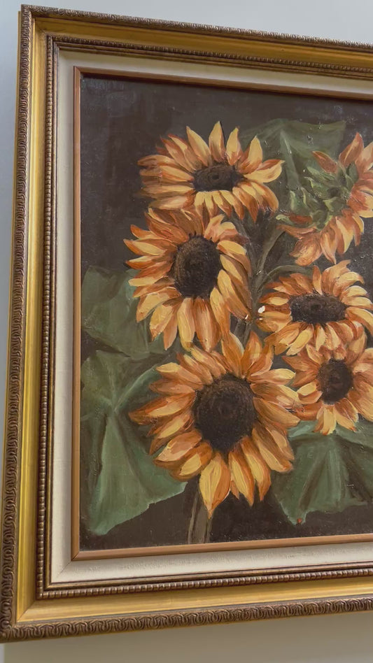Original Art: Vintage 1984 Signed Sunflower Painting