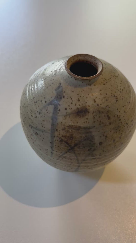 Vintage Hand-Thrown Ceramic Weed Pot / Bud Vase - Mid-Century Modern / Japandi Accent