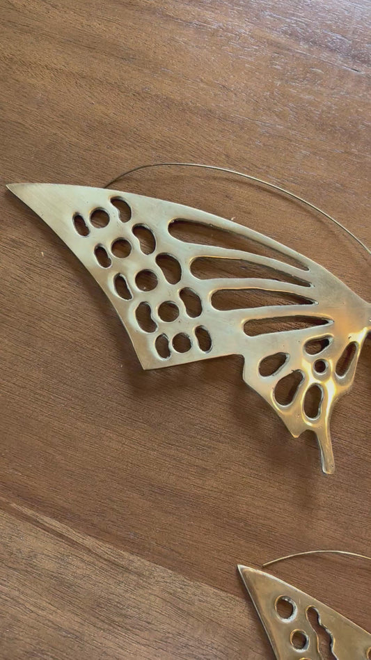 Midcentury Modern Brass Butterfly Wall Sculptures (Set of 4)